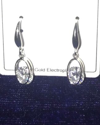 Silver Earrings with Embedded Crystal