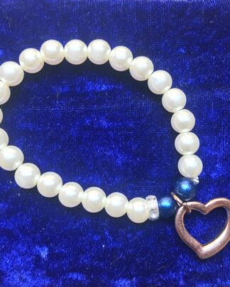 Pearl Bangle with Gold Heart