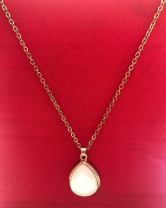Long Gold Chain Necklace with Rhinestone Pendant