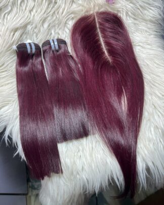 Vietnam Burgundy Bone Straight Hair