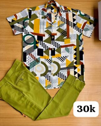 Elegant Men's Floral Shirt and Trouser Set | Vintage Set