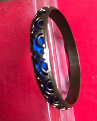 Classic Elegant Bronze and Blue Chunky Bangle