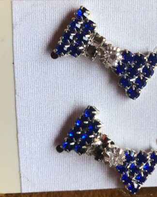 Crystal Encrusted Blue Ribbon Stud Earrings