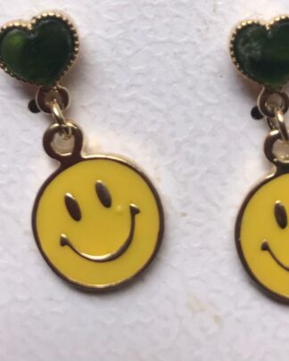 Gold Colorful Smiley Drop Earrings