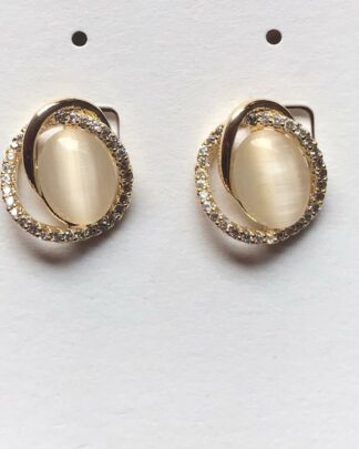Gold Rhinestone Crystal Encrusted Stud Earrings