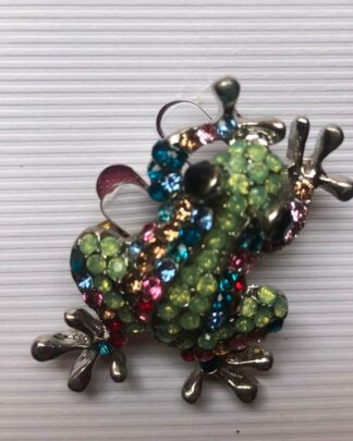 Multicolored Crystal Toad Brooch