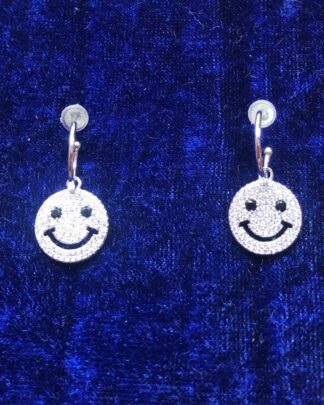 Silver Smiley Open Hoop Earrings