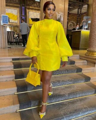 Stunningly Beautiful and Yellow Fabric Classy Gown