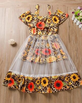 Vibrant Elegance :Children's Gown With Ankara Net