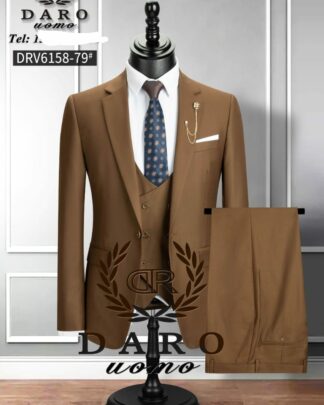 Men’s 3-Piece Regular Fit Formal Suit with Vest and Peak Lapel Design
