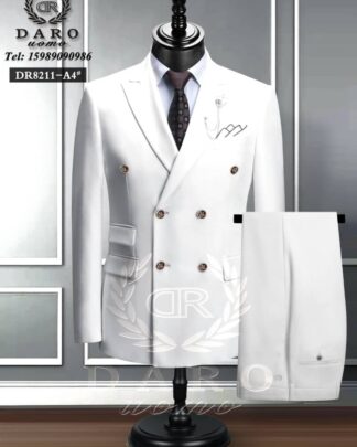 Men’s White Double Breasted Suit for Weddings, Business, and Special Celebrations