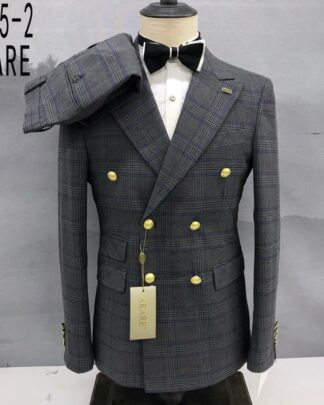 Grey Groom Suit – Double-Breasted, Multiple Sizes