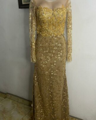 Gold Sequin Evening Gown for Sale